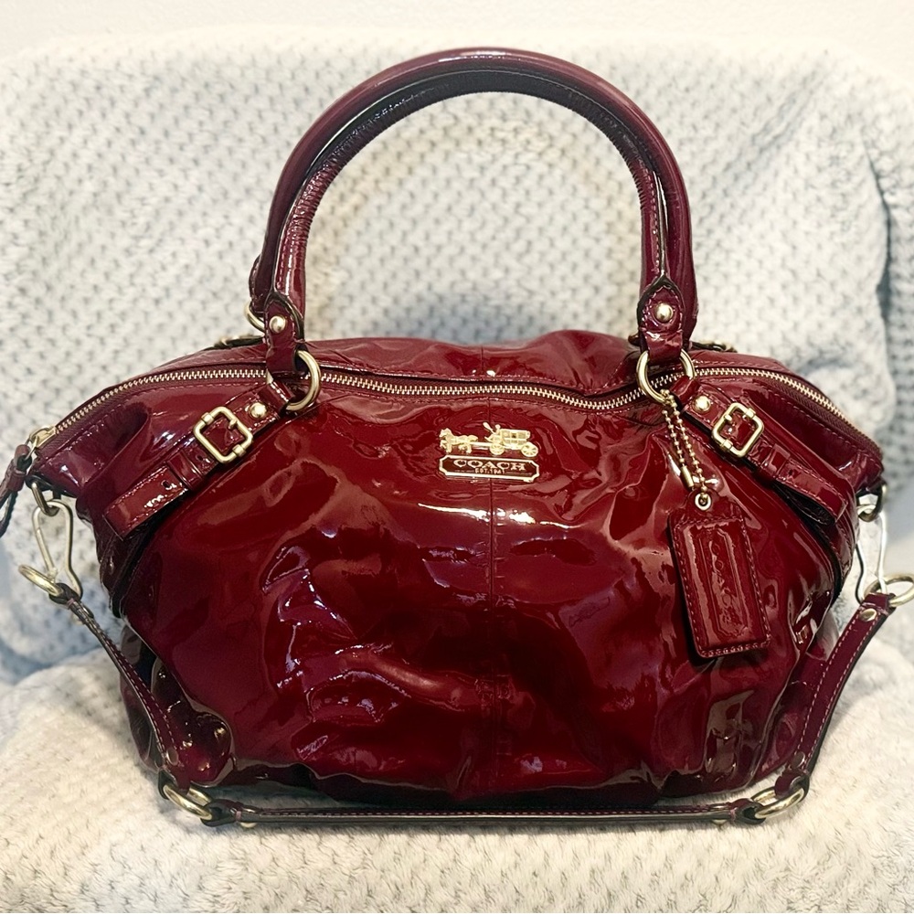 Coach Burgundy Patent Leather Handbag